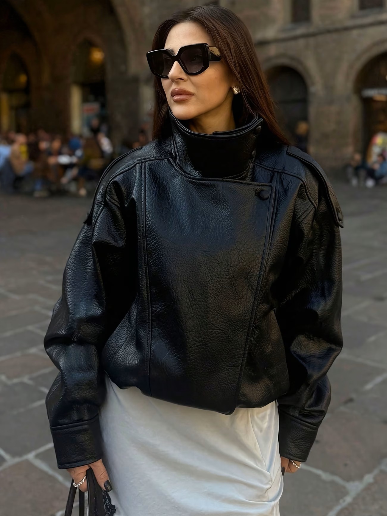 Faux PU Leather Black Jackets  - Office Tech Wear 评论和价格