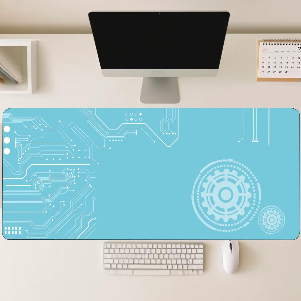 Blue Tech Circuit Gear Pattern - Office Tech Set Up 评论和价格