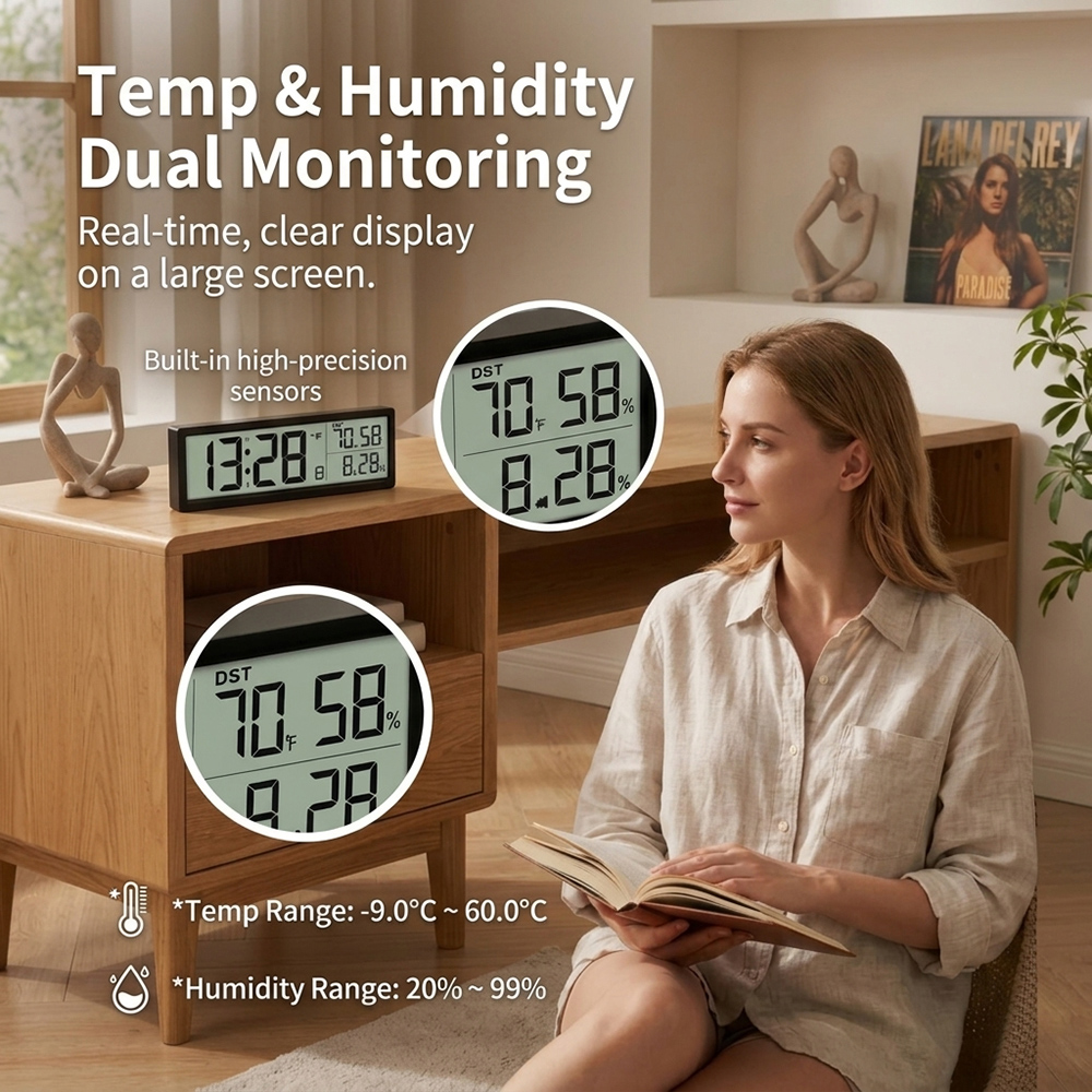 Digital Alarm Clock with Temp  - Office Tech Gadgets 评论和价格