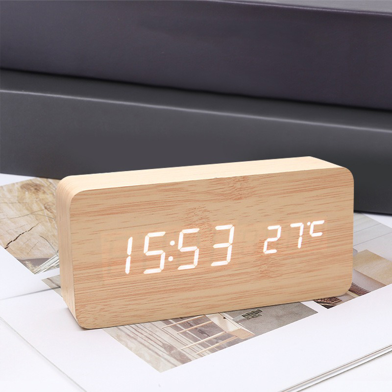 Wooden Digital Alarm Clock,LED - Office Tech Gadgets 评论和价格