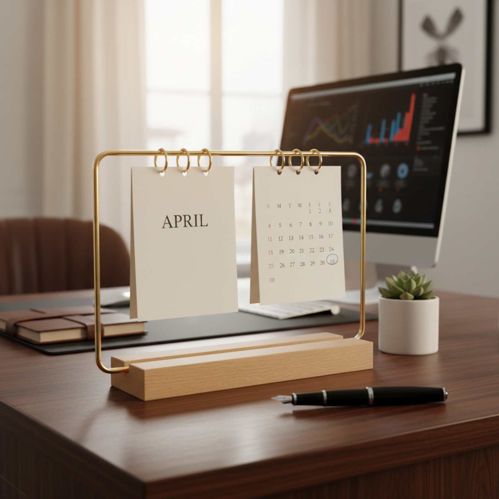 Wooden Base Calendar Stand Sta - Office Tech Gadgets 评论和价格